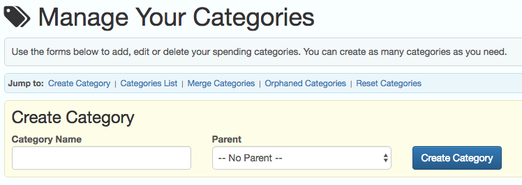 Adding Spending Categories on ClearCheckbook