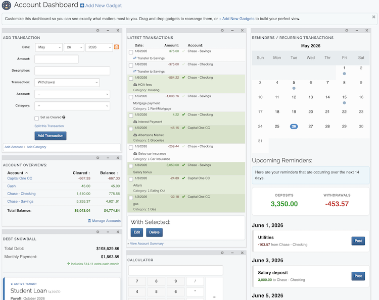 Account Dashboard - Sample Dashboard