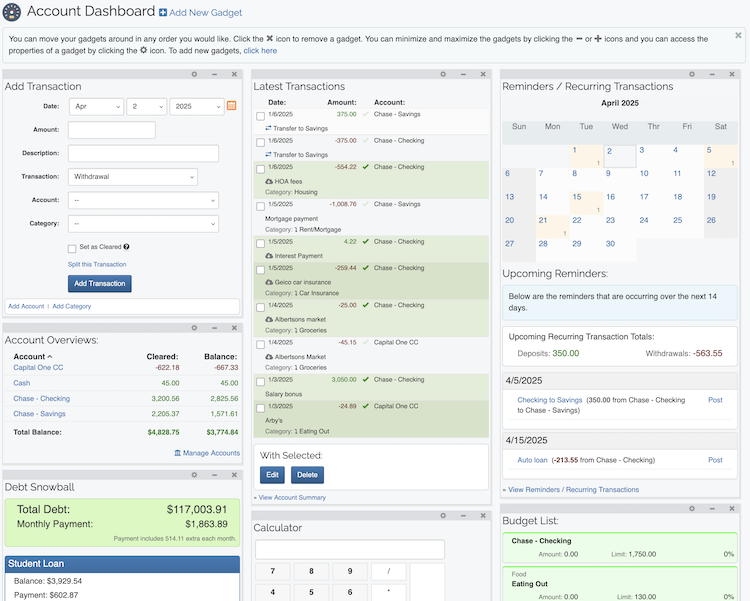 Account Dashboard - Sample Dashboard