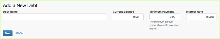 Debt Snowball Calculator - Add a Debt