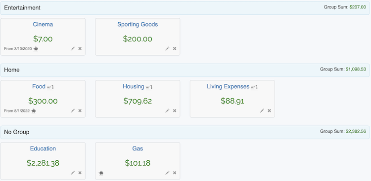 Envelope Budgets - Envelope Groups