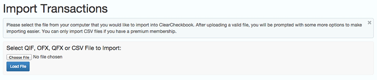 Import Transactions - Select your file