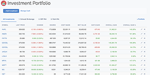 Investment Portfolio - investment list