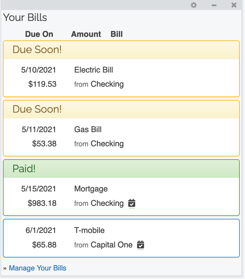 Bill Tracker - Bill Gadget